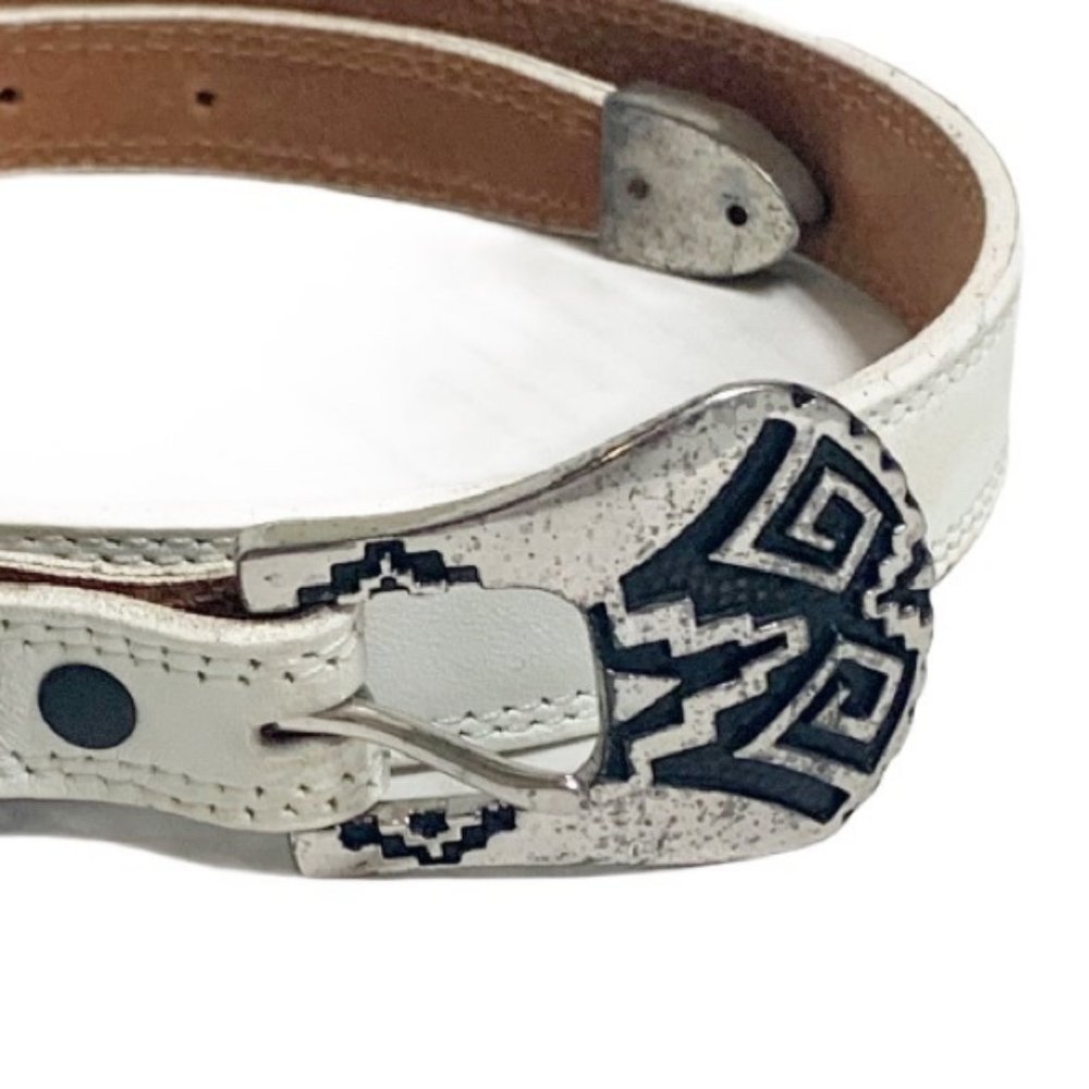 Nocona  White Leather Western Southwest Belt Vintage size 28 - Picture 3 of 8